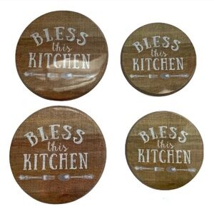 Range Kleen Burlap Blessings Farmhouse Range Stove Covers Round Set of 4 Round